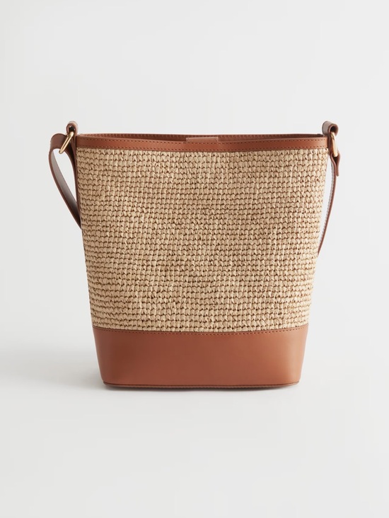 & Other Stories Handbags - BNWT & Other Stories Straw and Leather Bucket Bag
